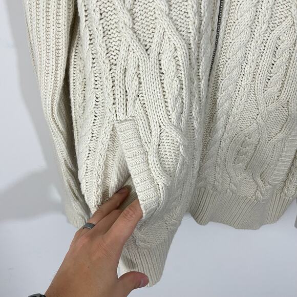 Gap Full Zip Cable Knit Sweater Cardigan Mens Size Large Ivory Chino Academy - Picture 5 of 8
